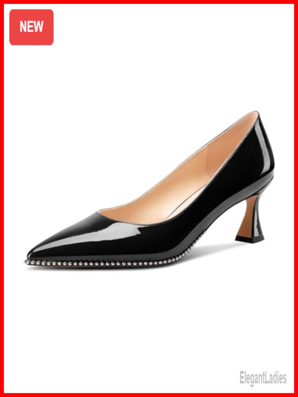 Mid Kitten Heel Pointed Toe Slip-On Pumps for Prom Party Dress